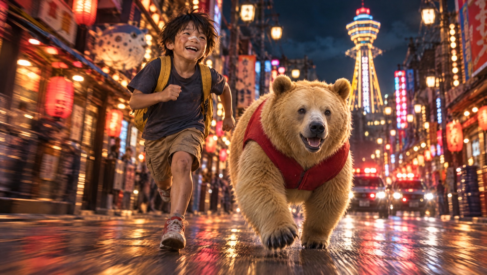夜の新世界を駆け抜ける